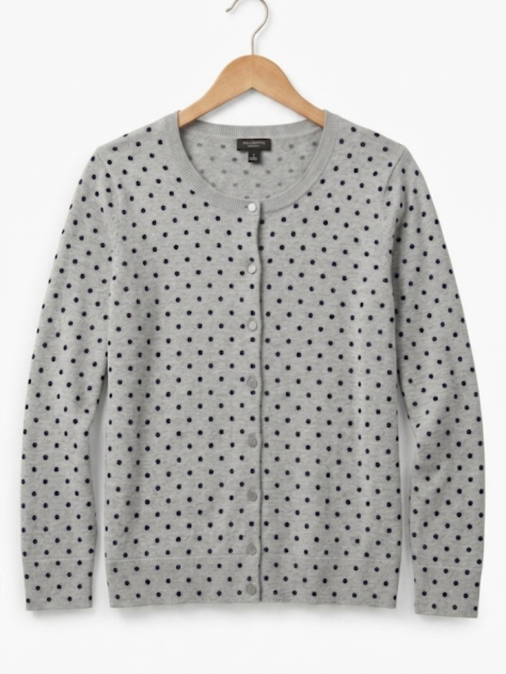 Talbots Merino Wool Polka Dot Cardigan Sweater Gray XLP Buttons Teacher
V - Picture 3 of 13